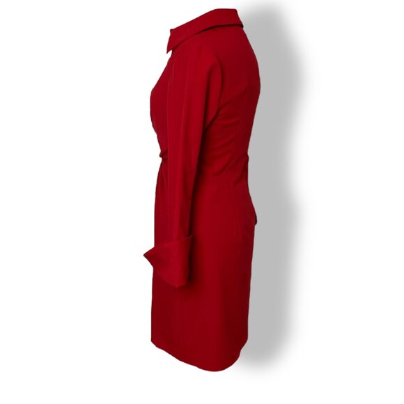 Cinq a Sept Long Sleeve McKenna Knot-Front Shirtdress Warm Cranberry Size 6 - Picture 4 of 9